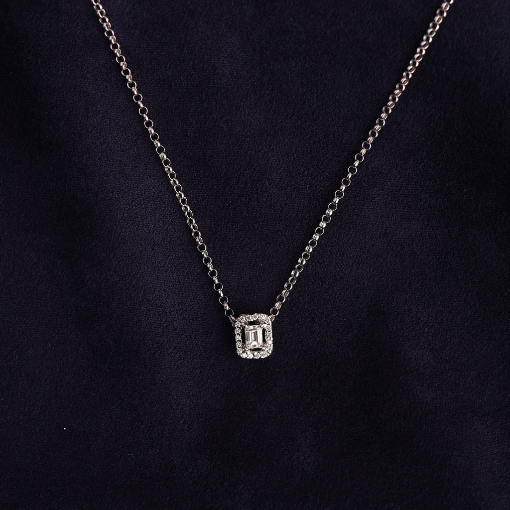 Emerald Halo Pendant Necklace