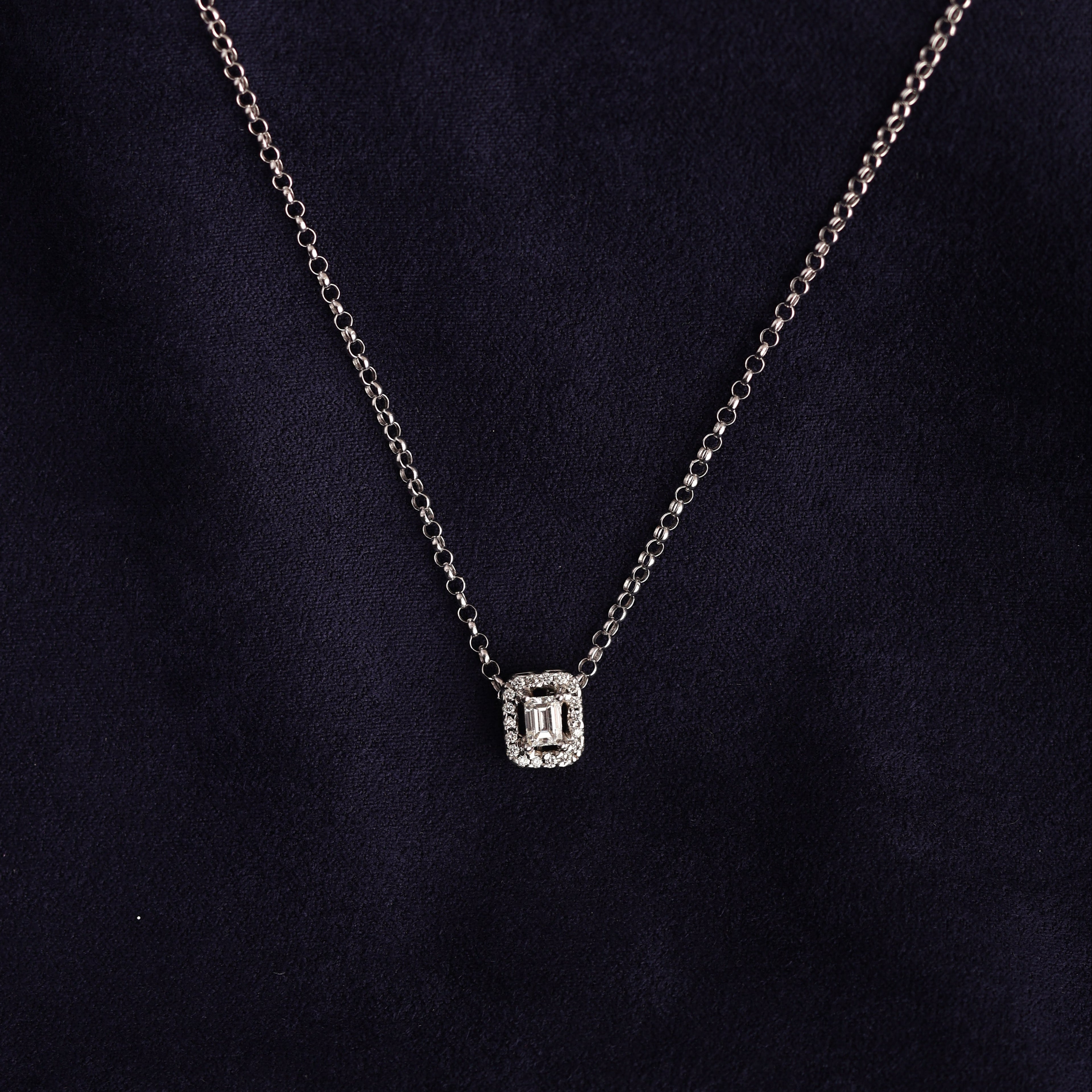 Emerald Halo Pendant Necklace