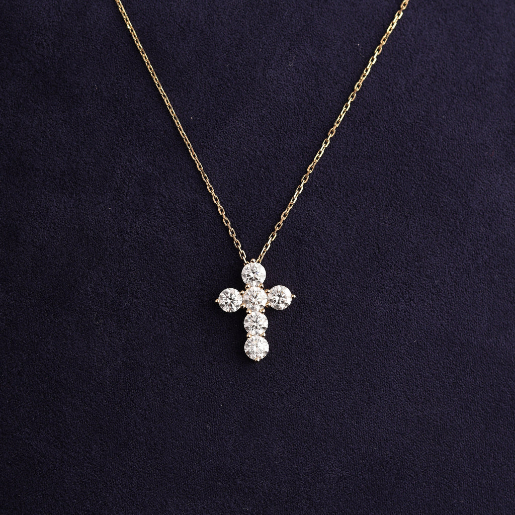 Six Stone Diamond Cross Pendant