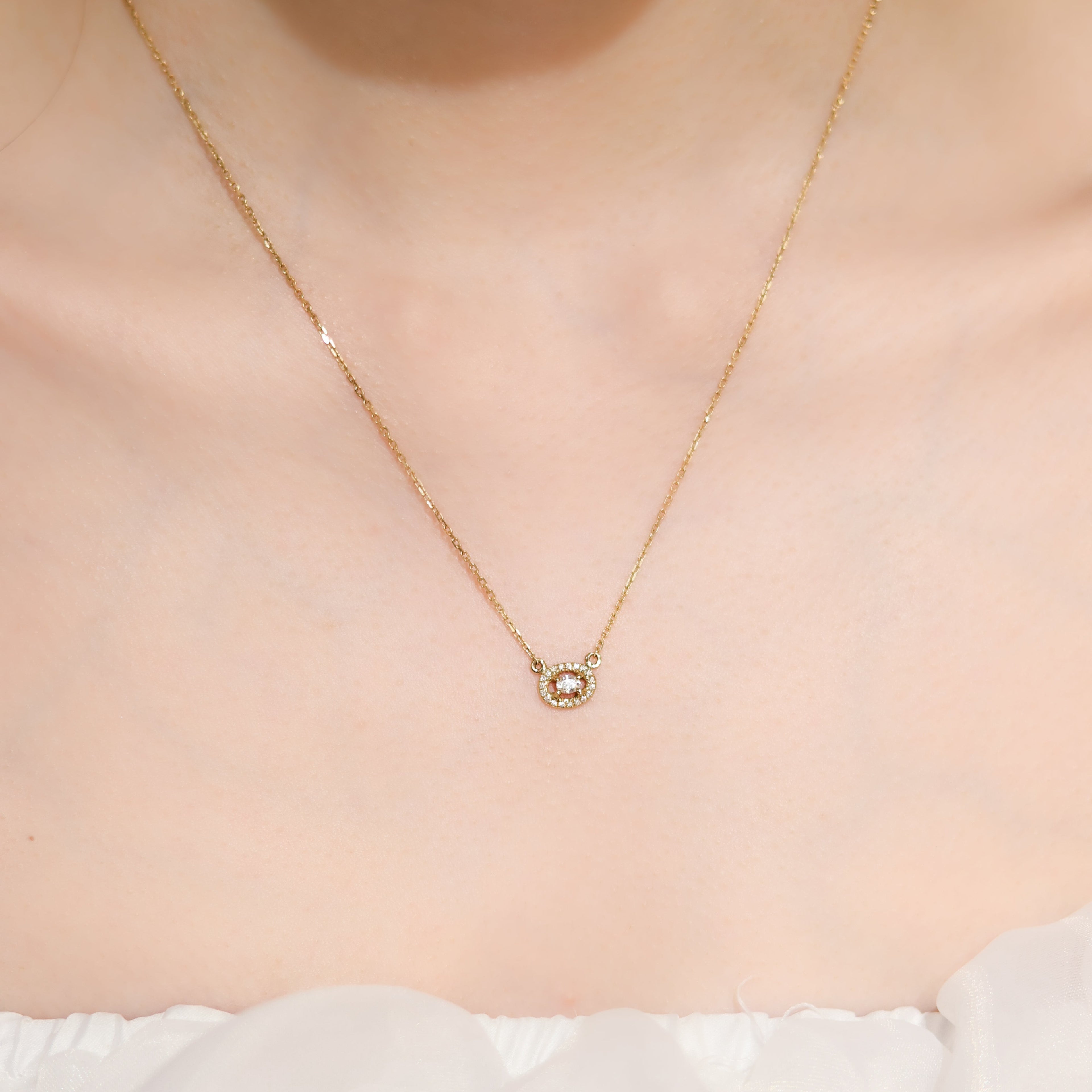 Oval Halo Necklace