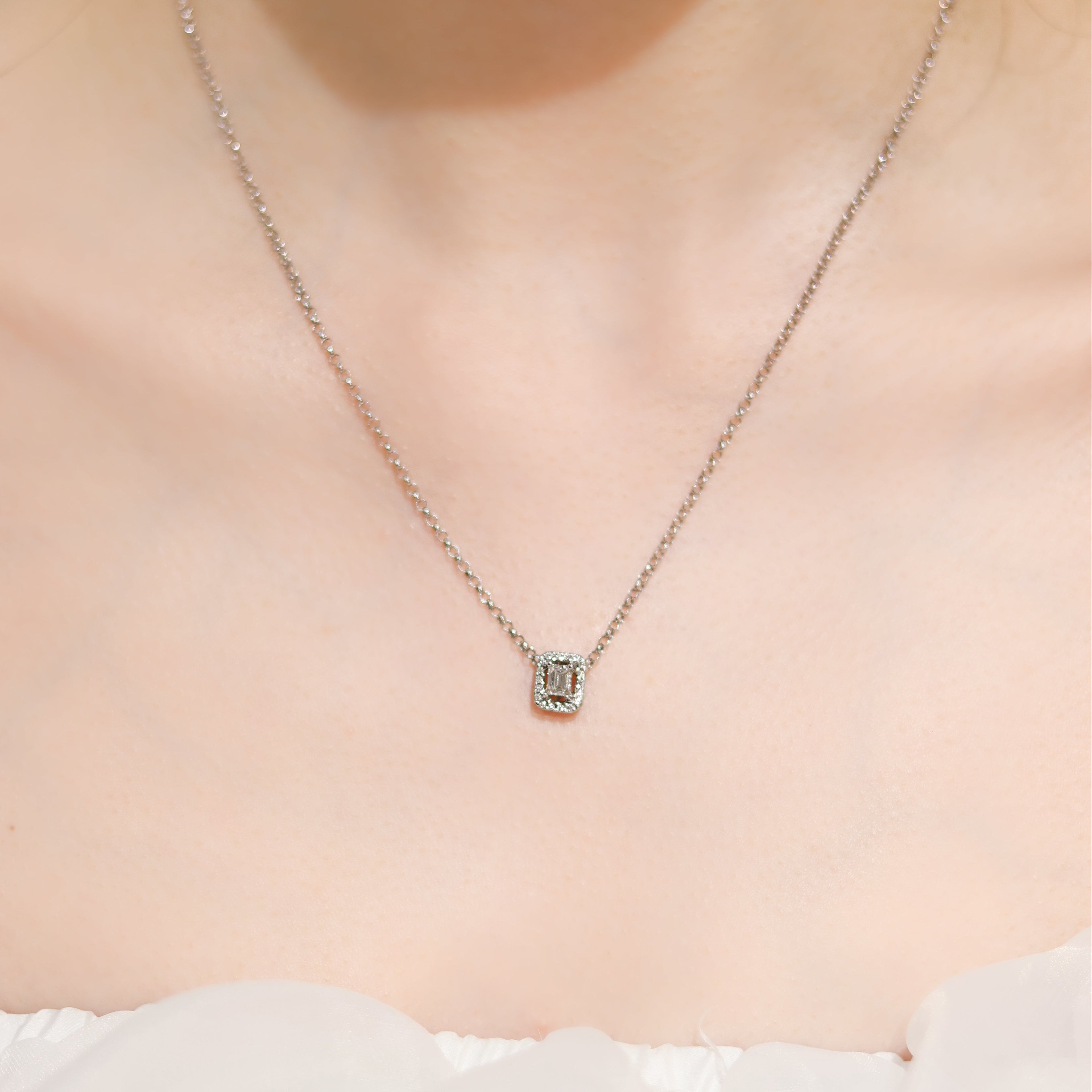 Emerald Halo Pendant Necklace