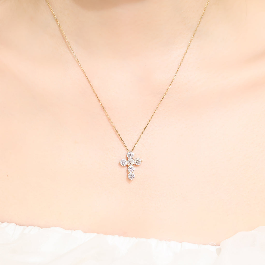 Six Stone Diamond Cross Pendant
