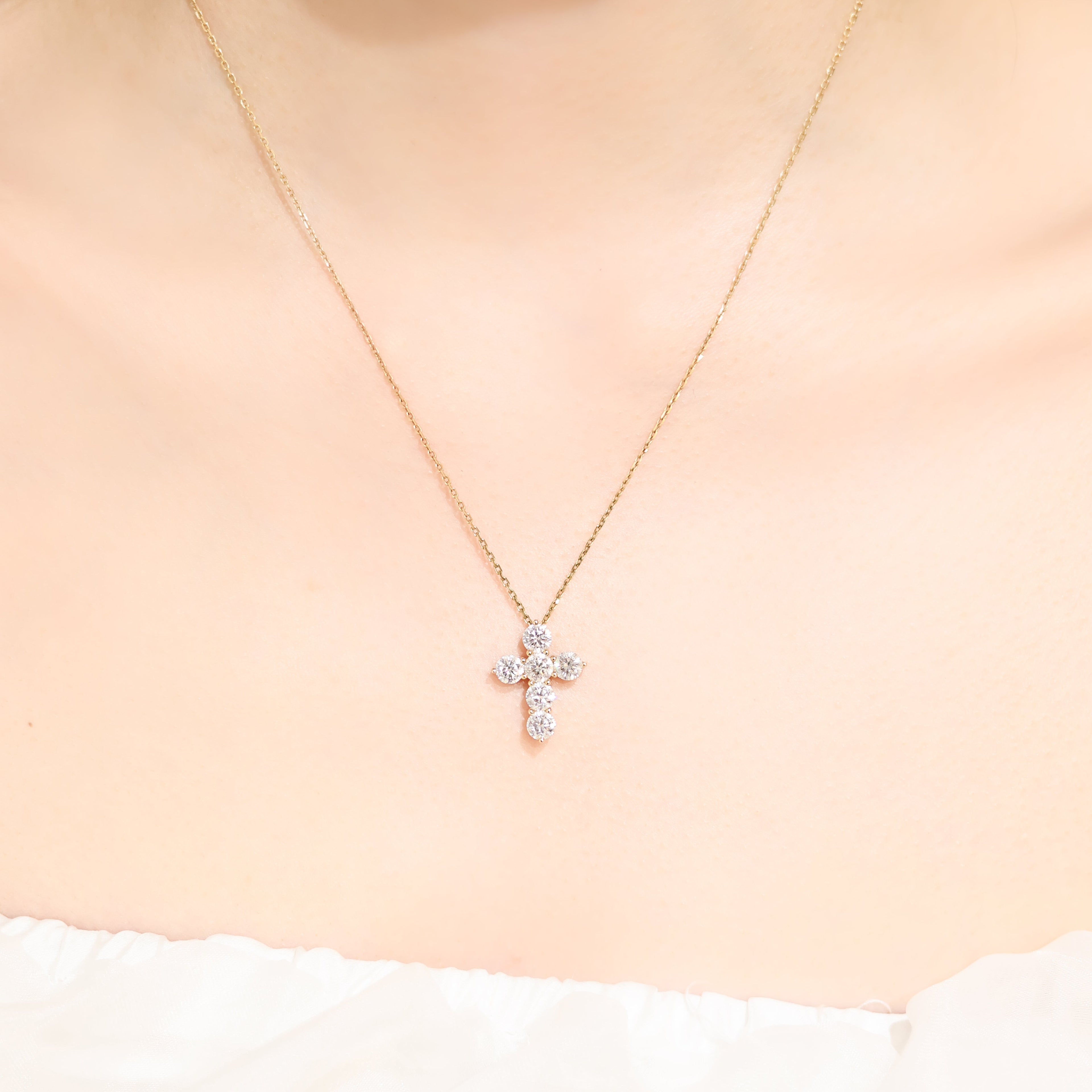 Six Stone Diamond Cross Pendant