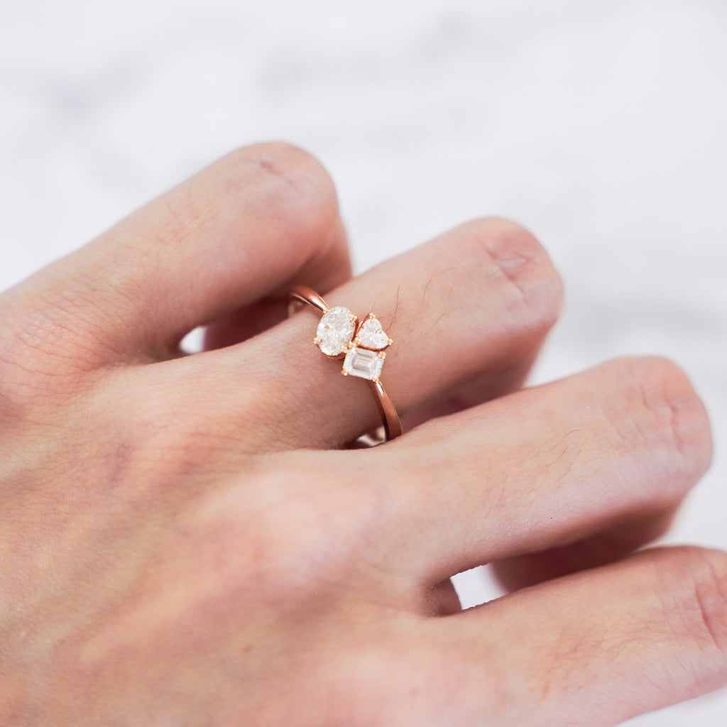 Pheren Multi-Shape Diamond Cluster Ring