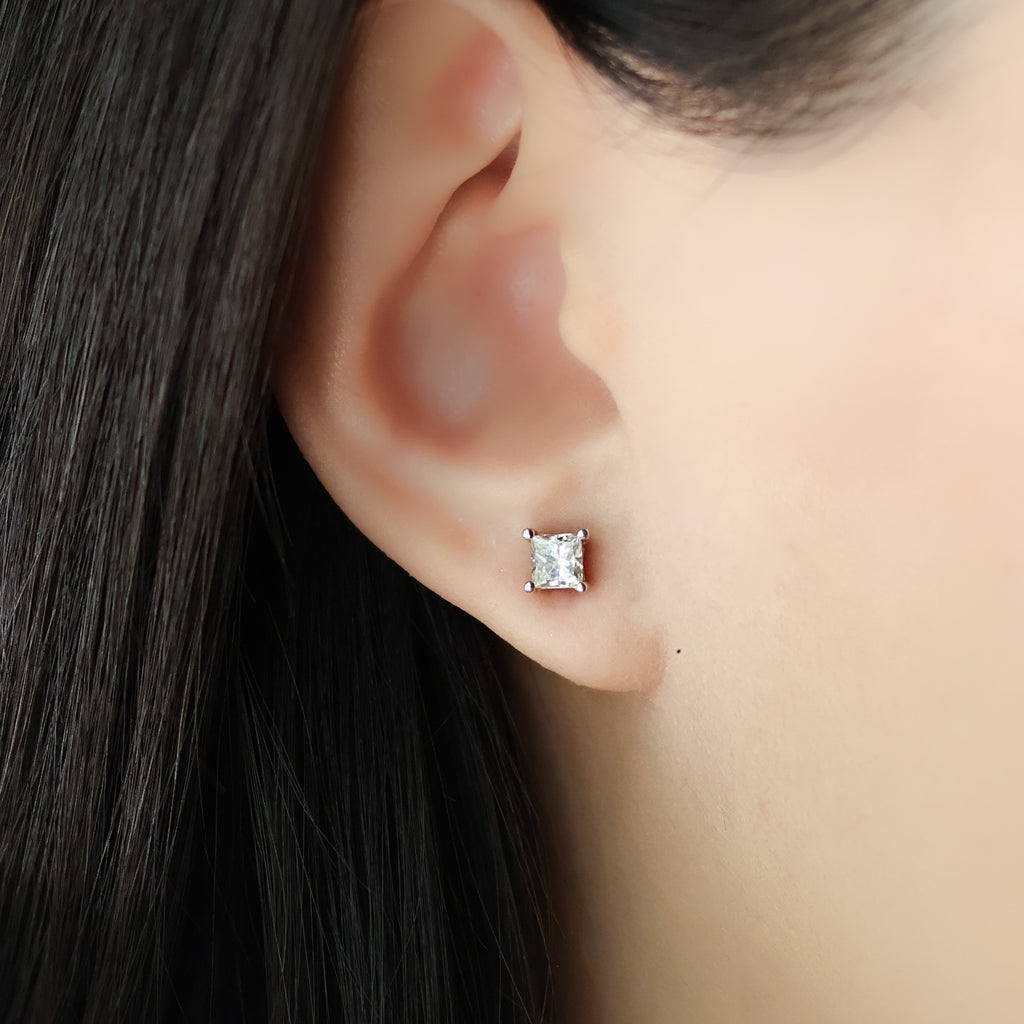 Princess Cut Stud Earrings