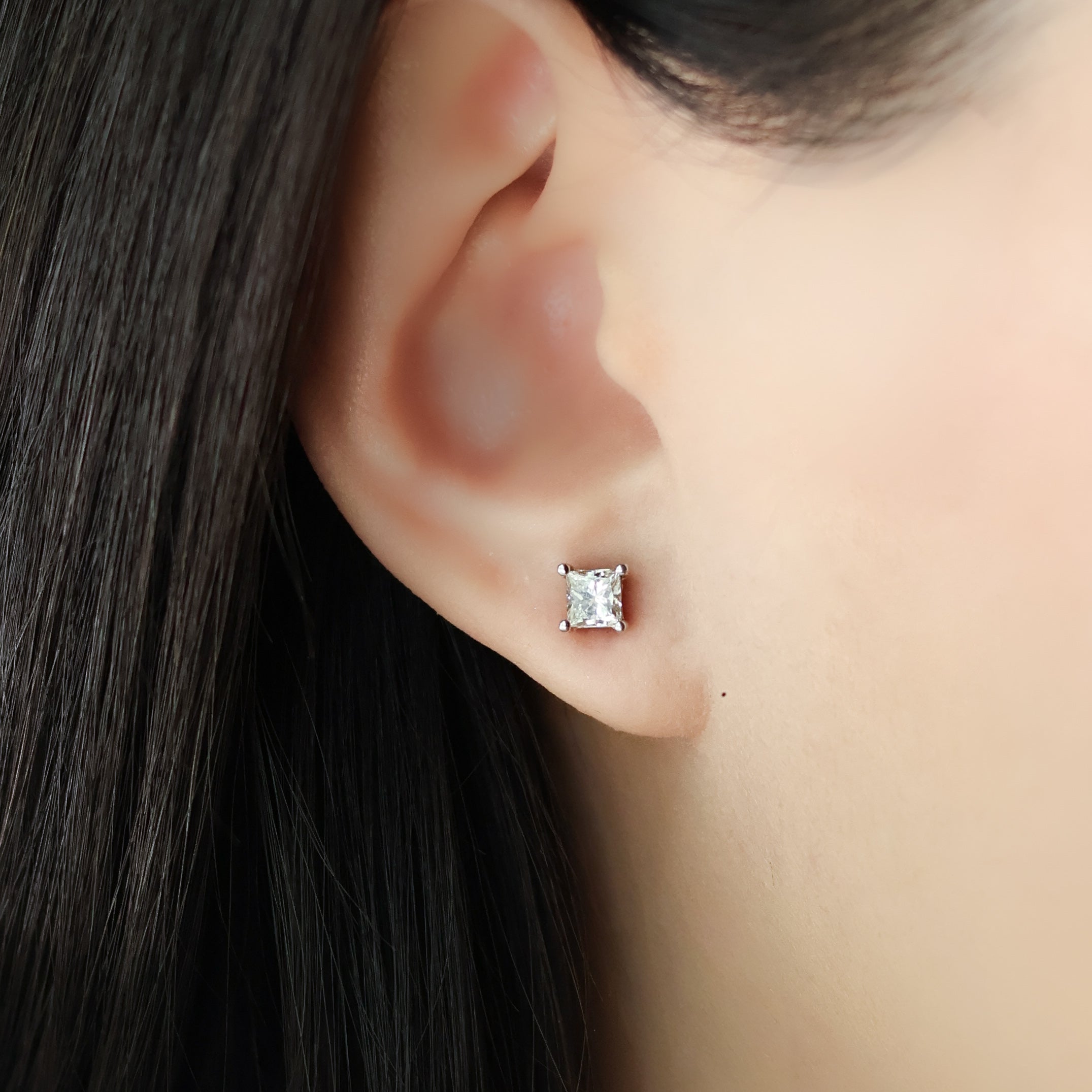 Princess Cut Stud Earrings