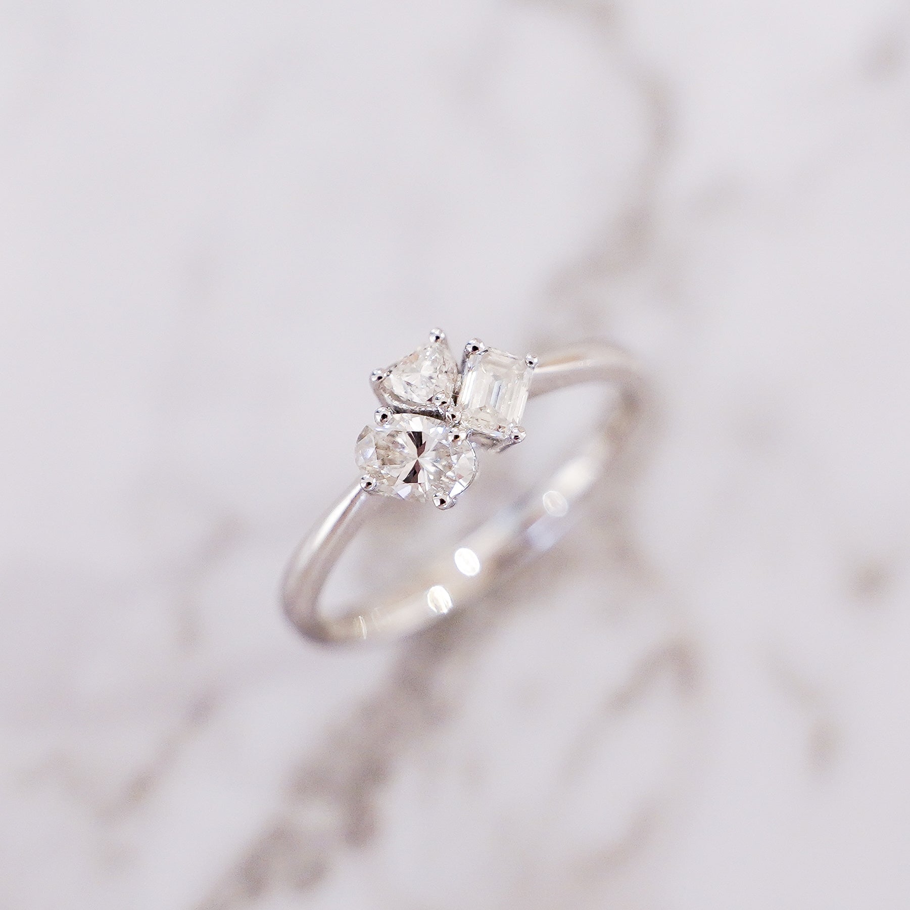 Pheren Multi-Shape Diamond Cluster Ring