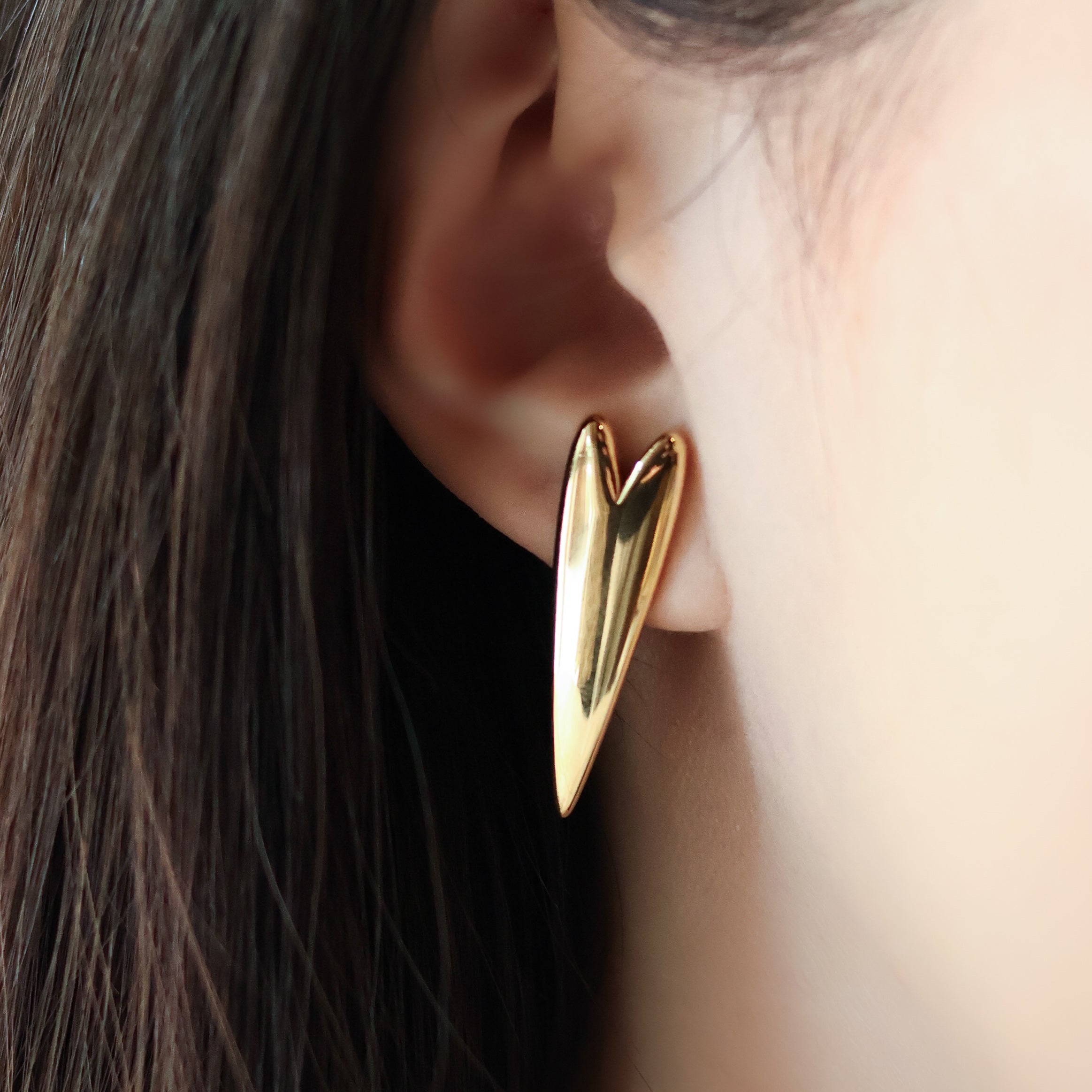 Tall Heart Clip Earrings