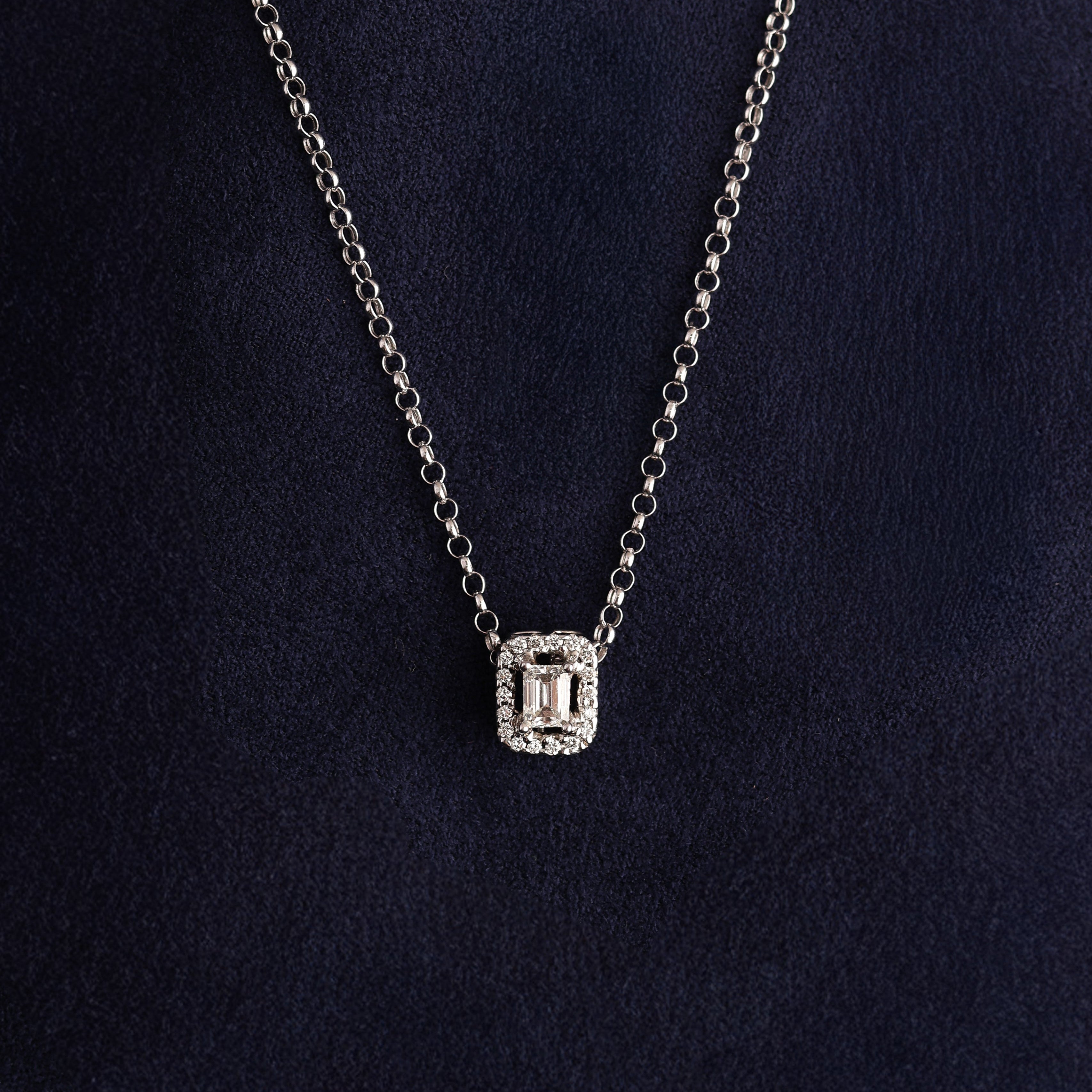 Emerald Halo Pendant Necklace
