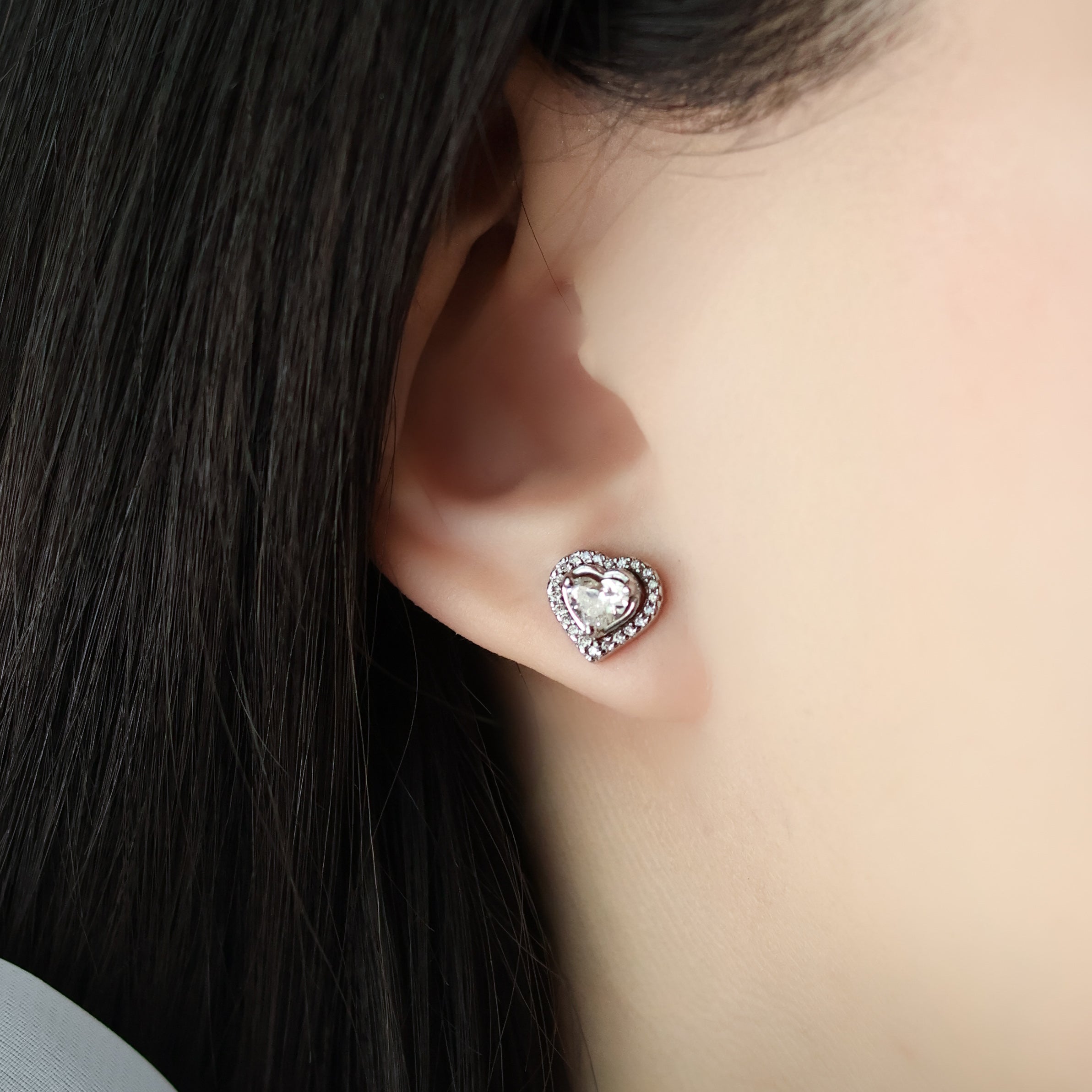 Heart Halo Diamond Earrings