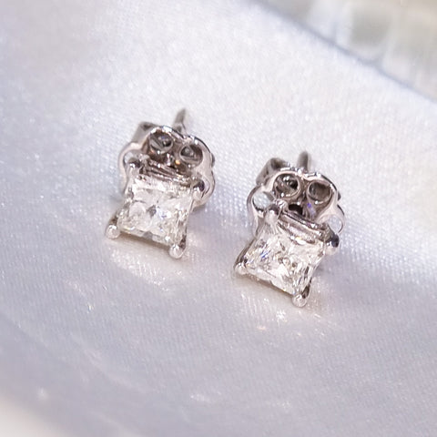 Princess Cut Stud Earrings