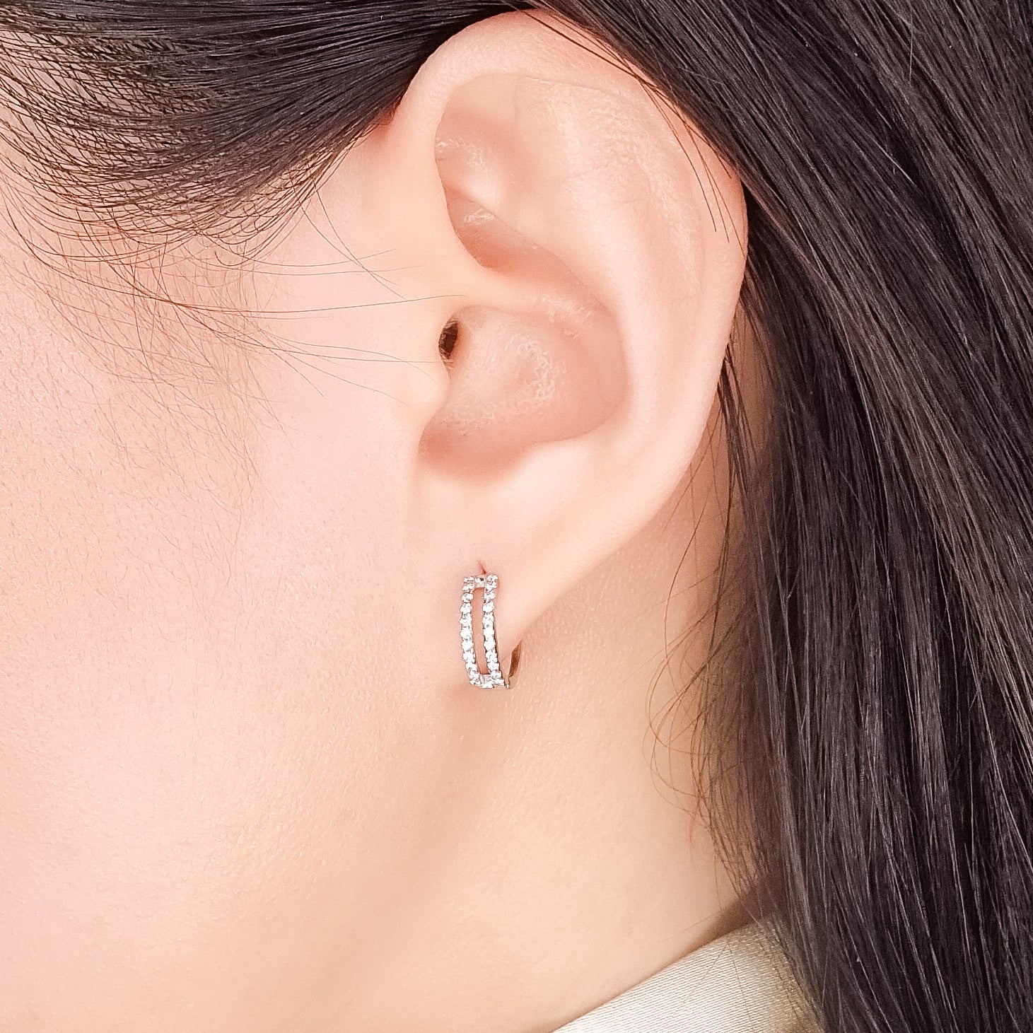Nova Double Diamond Hoop Earrings