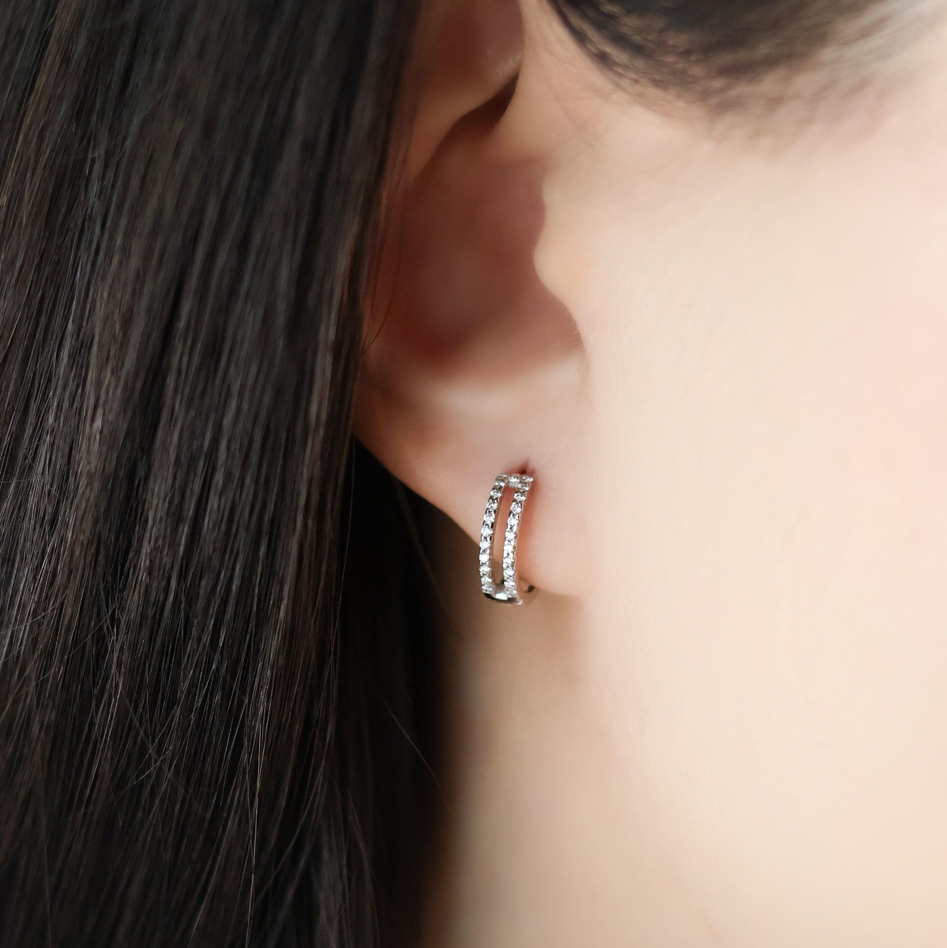 Nova Double Diamond Hoop Earrings