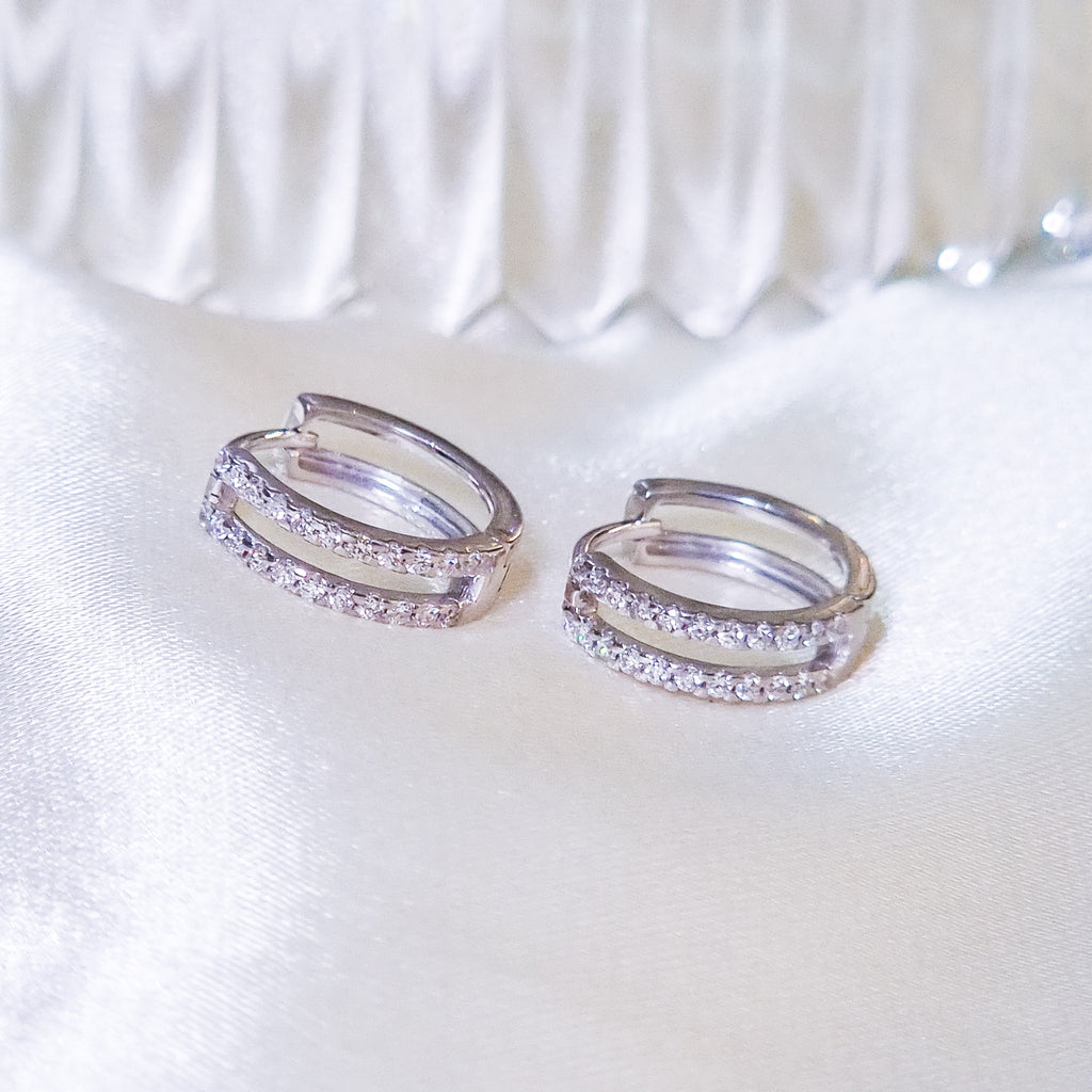Nova Double Diamond Hoop Earrings