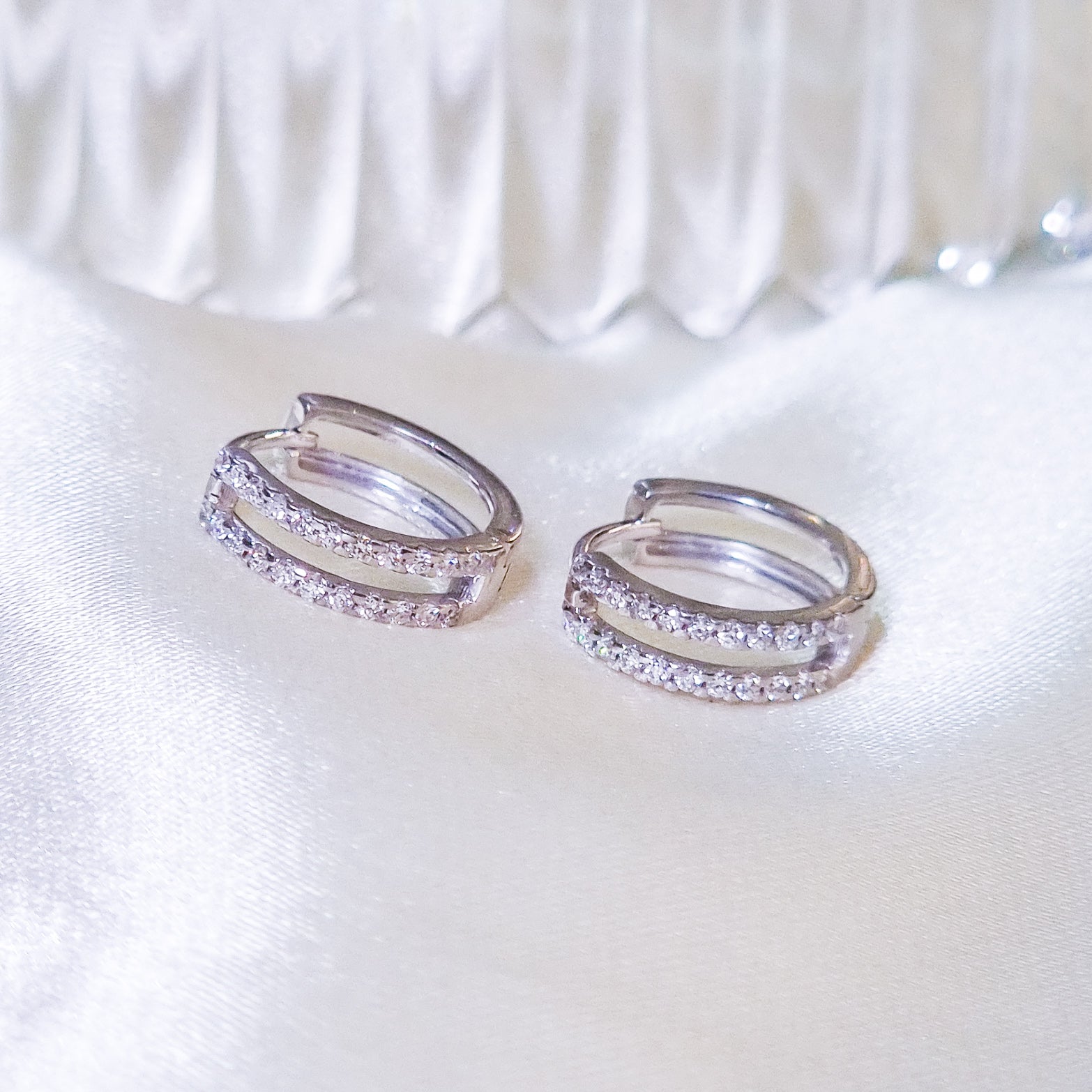 Nova Double Diamond Hoop Earrings