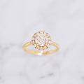1.36 Carat Round Cut Pavé Halo Diamond Ring in 14K Yellow Gold