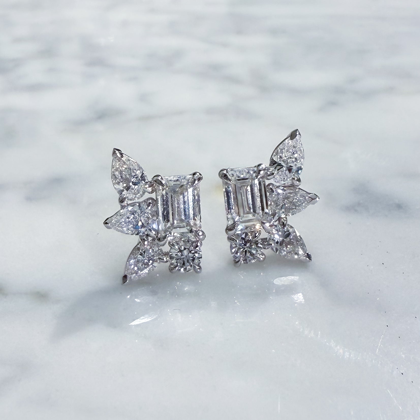 Celeste Cluster Diamond Stud Earrings