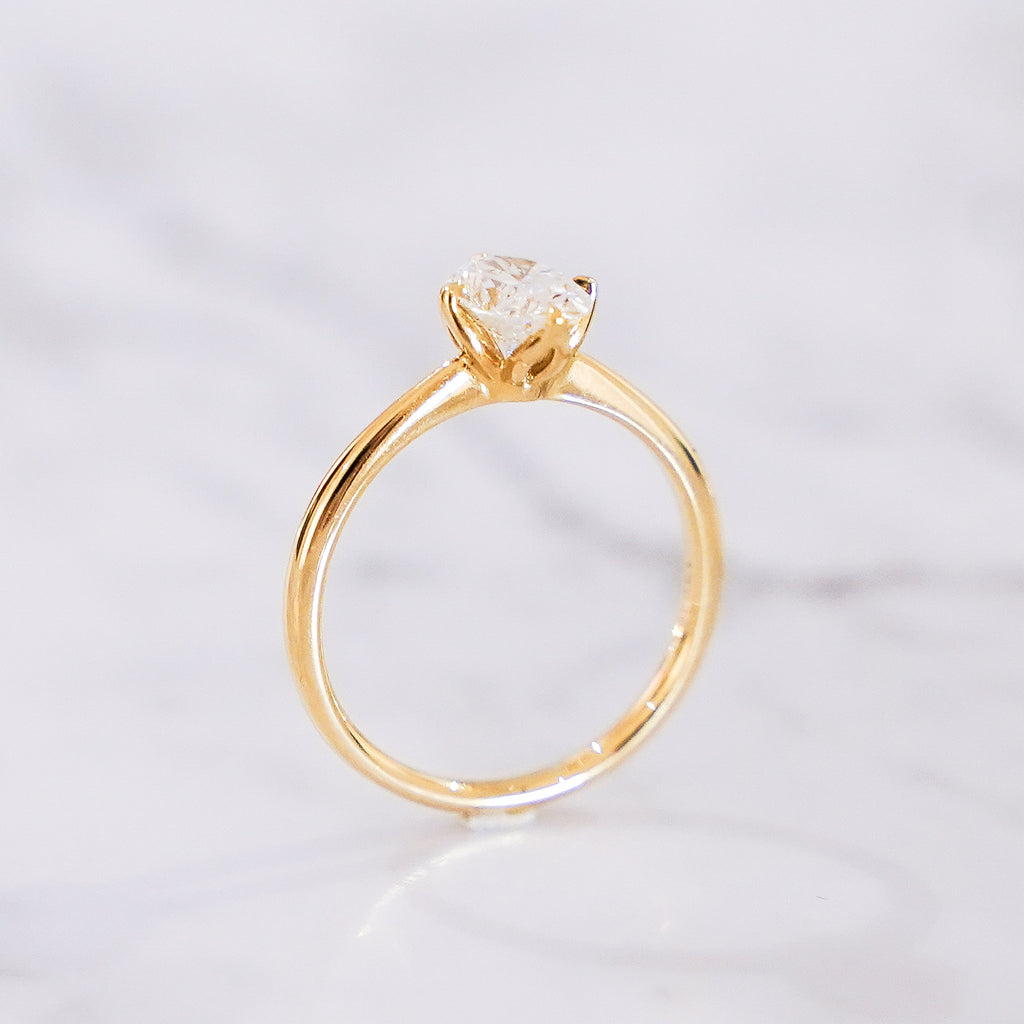1 Carat Oval Cut Tulip Dome Solitaire Ring in 14K Yellow Gold