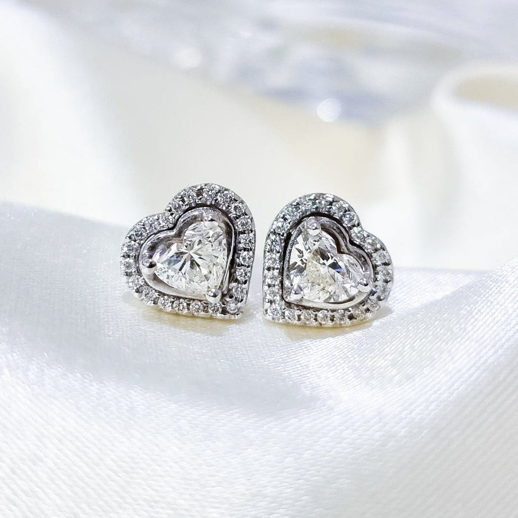 Heart Halo Diamond Earrings