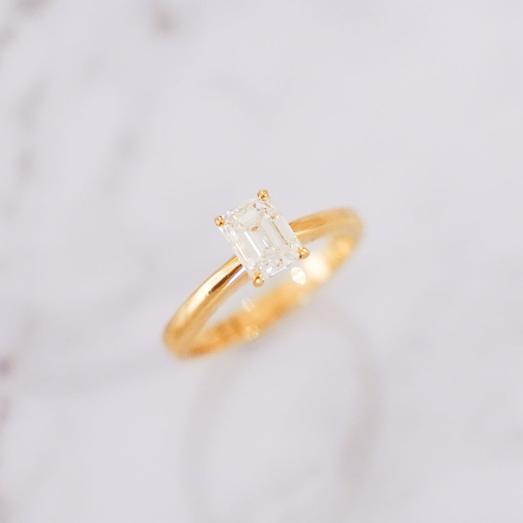 1 Carat Emerald Cut Solitaire Ring in 14K White Gold