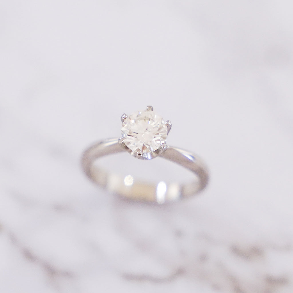 1 Carat Round Cut Solitaire Ring in Platinum