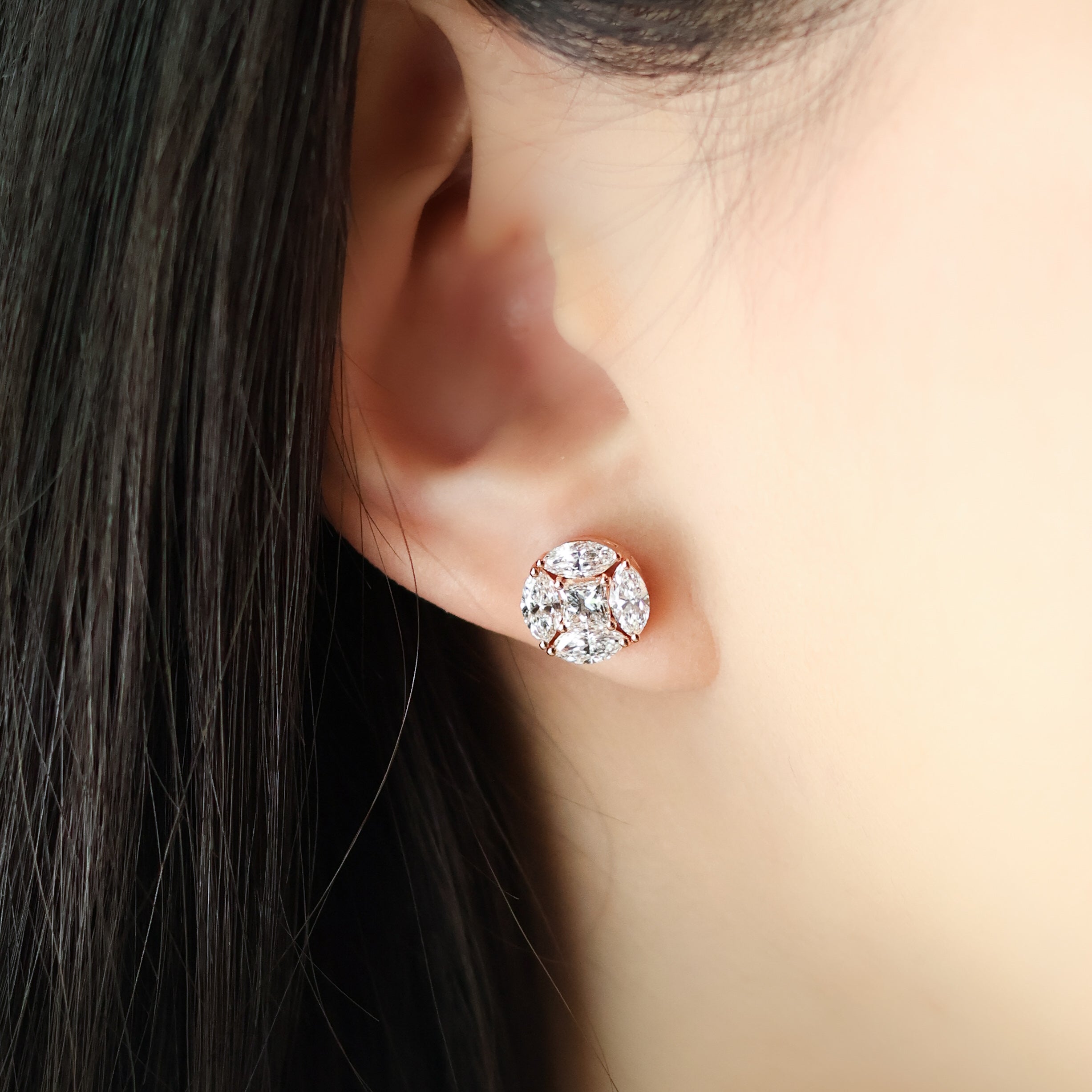 Lucent Classic Illusion-Set Diamond Stud Earrings