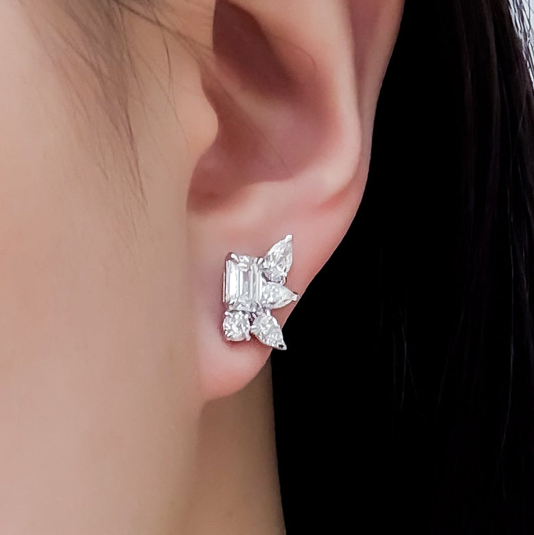 Celeste Cluster Diamond Stud Earrings