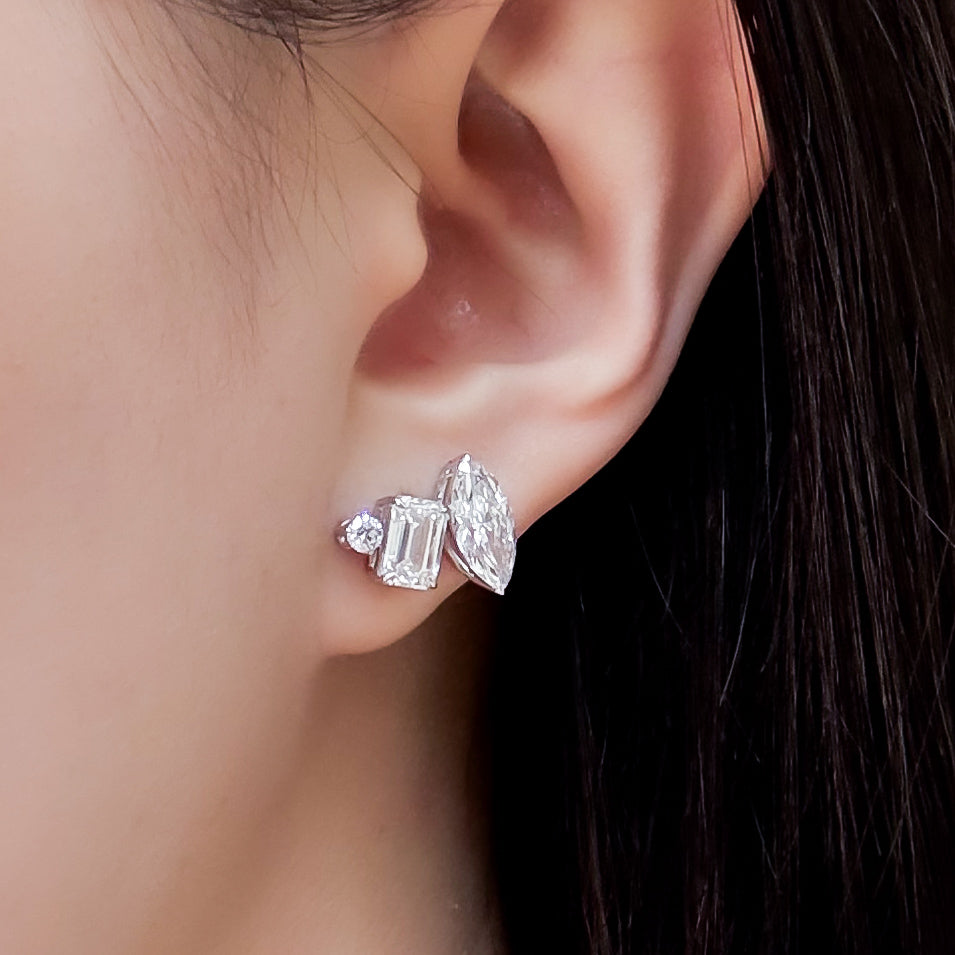Elara Cluster Diamond Stud Earrings