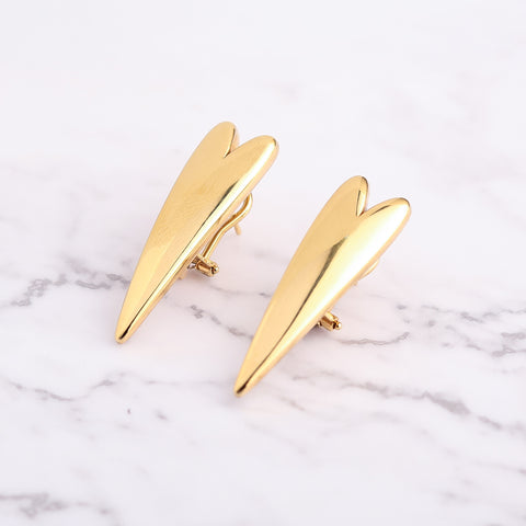 Tall Heart Clip Earrings