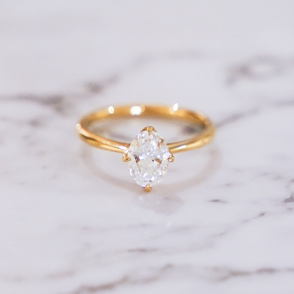 1 Carat Oval Cut Tulip Dome Solitaire Ring in 14K Yellow Gold