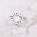 2.43 Carat Heart Cut Pavé Halo and Shank Diamond Ring in 18K White Gold