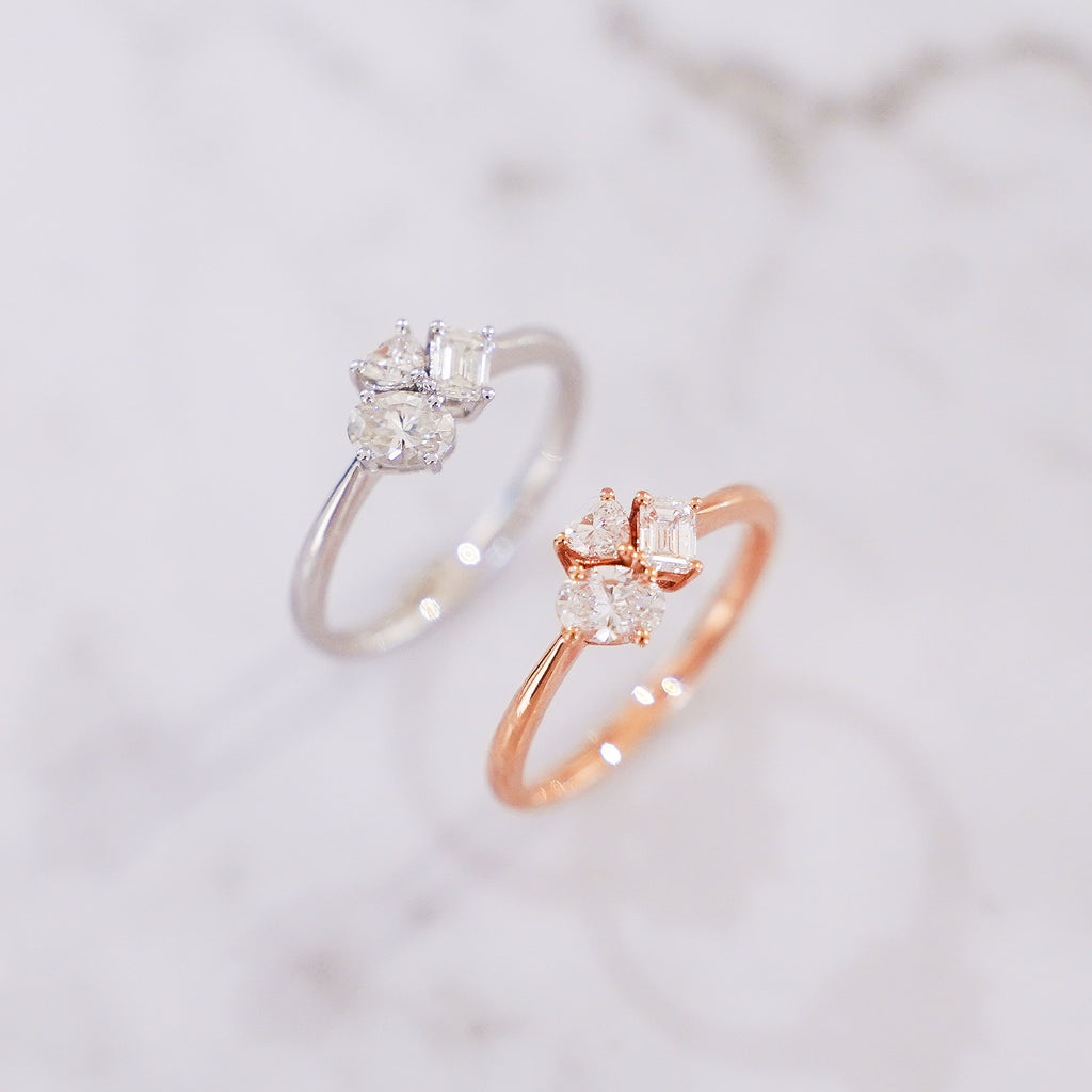 Pheren Multi-Shape Diamond Cluster Ring