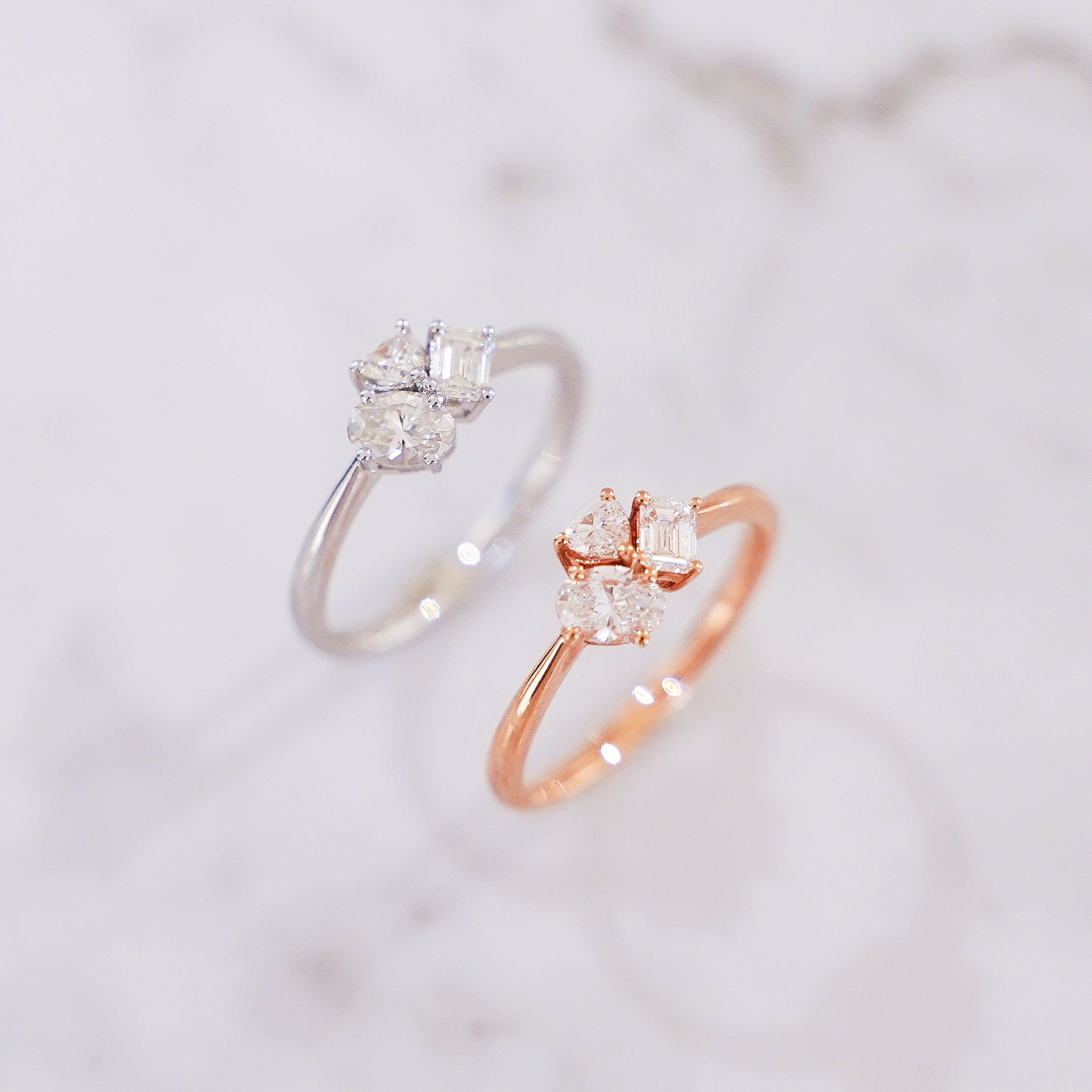 Pheren Multi-Shape Diamond Cluster Ring