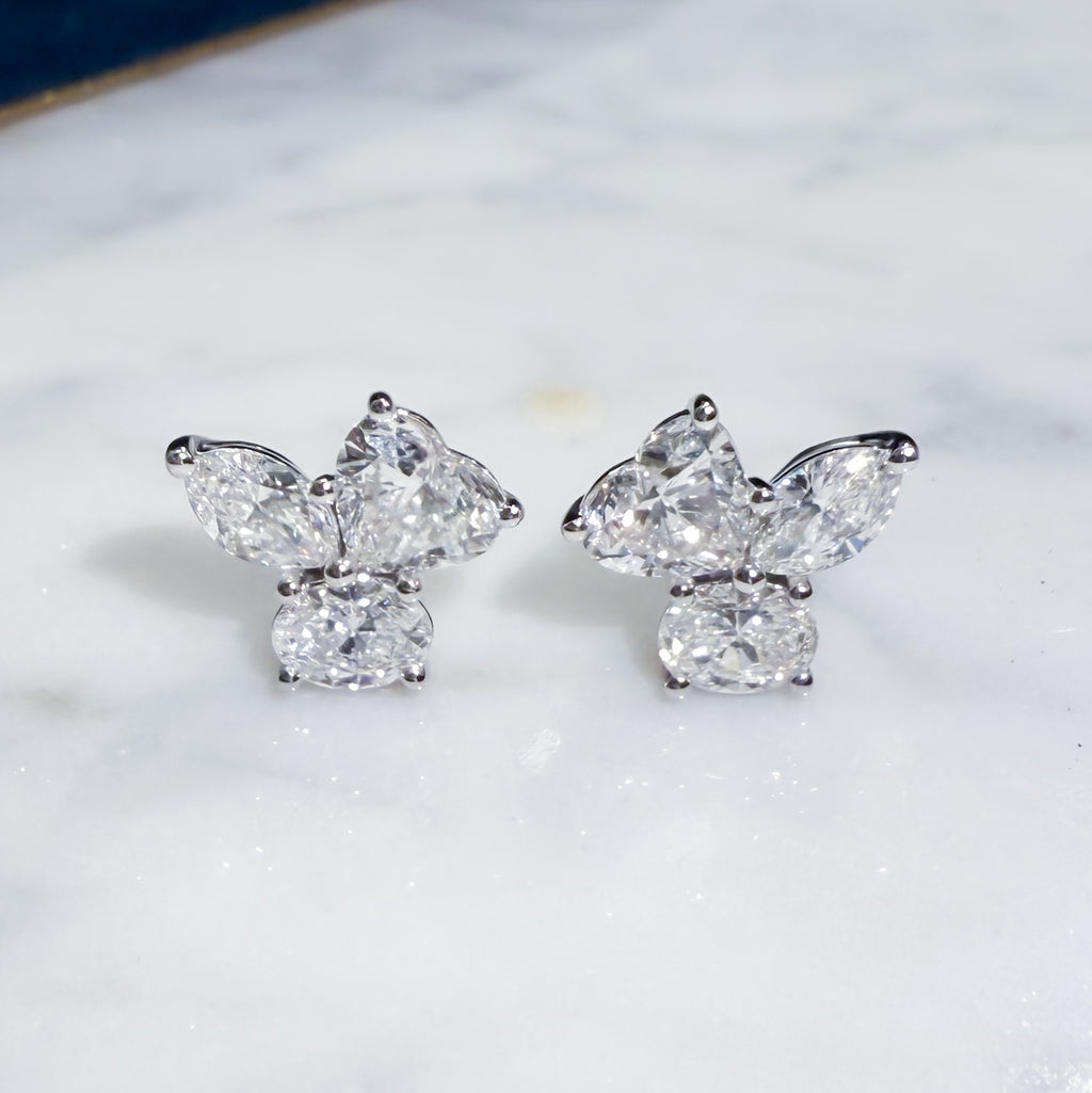 Alira Cluster Diamond Stud Earrings