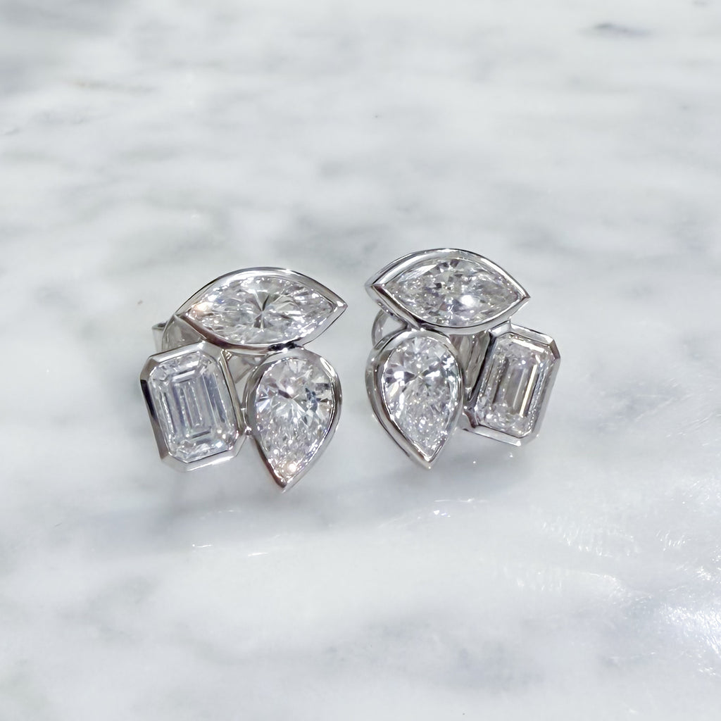 Solis Cluster Diamond Stud Earrings