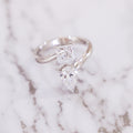 2.14 Carat Pear and Princess Cut Toi et Moi Diamond Ring in 14K White Gold