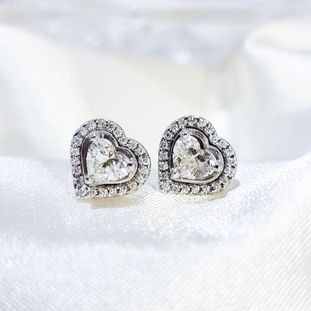 Heart Halo Diamond Earrings