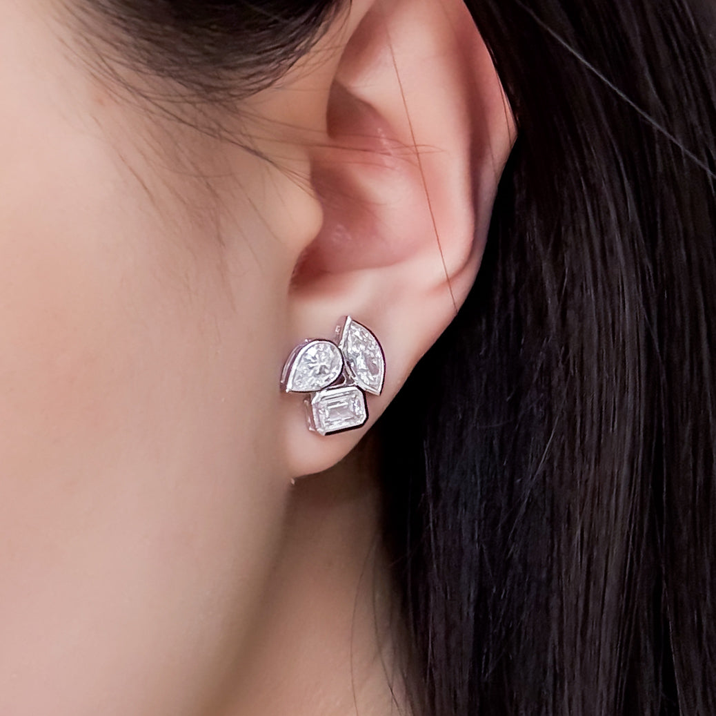 Solis Cluster Diamond Stud Earrings