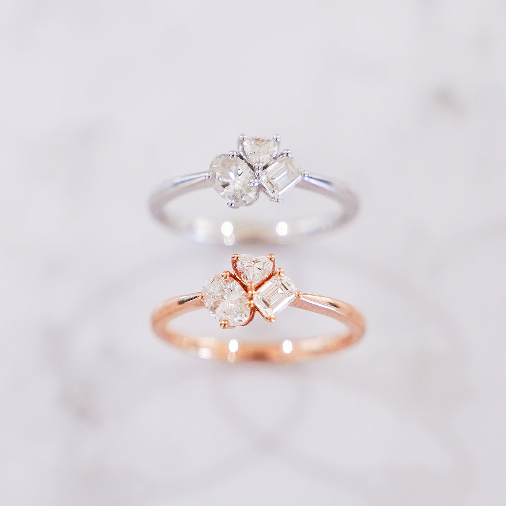 Pheren Multi-Shape Diamond Cluster Ring