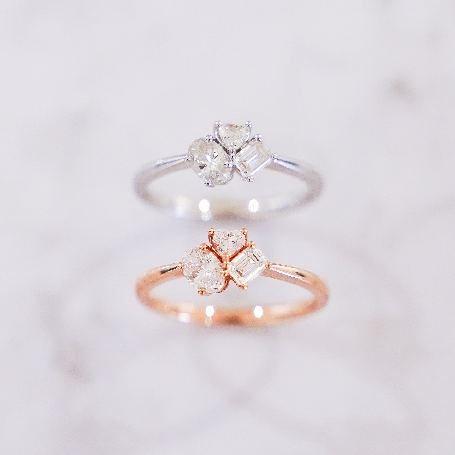 Pheren Multi-Shape Diamond Cluster Ring