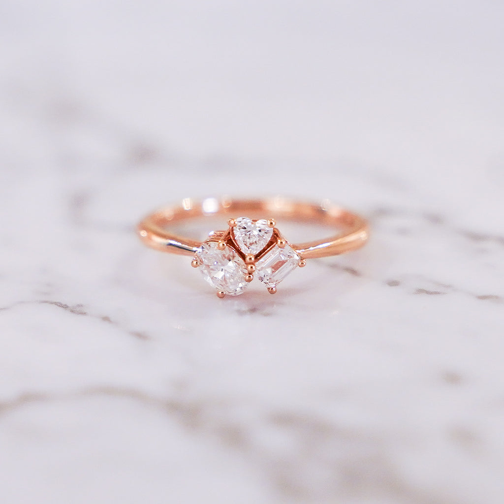 Pheren Multi-Shape Diamond Cluster Ring