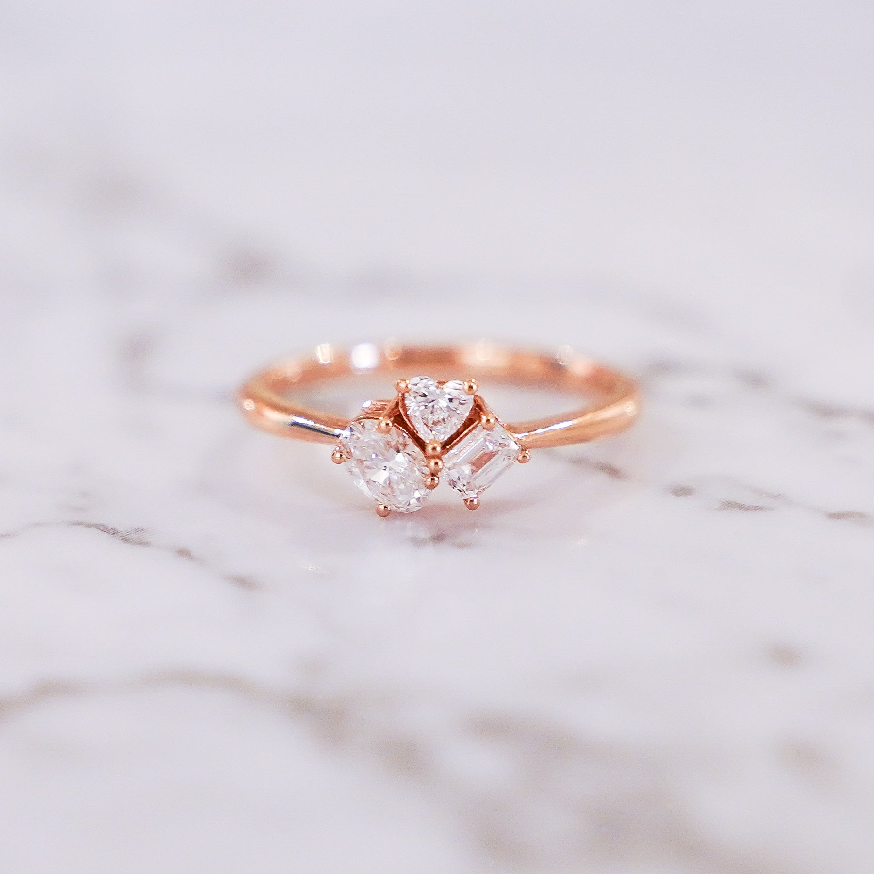 Pheren Multi-Shape Diamond Cluster Ring