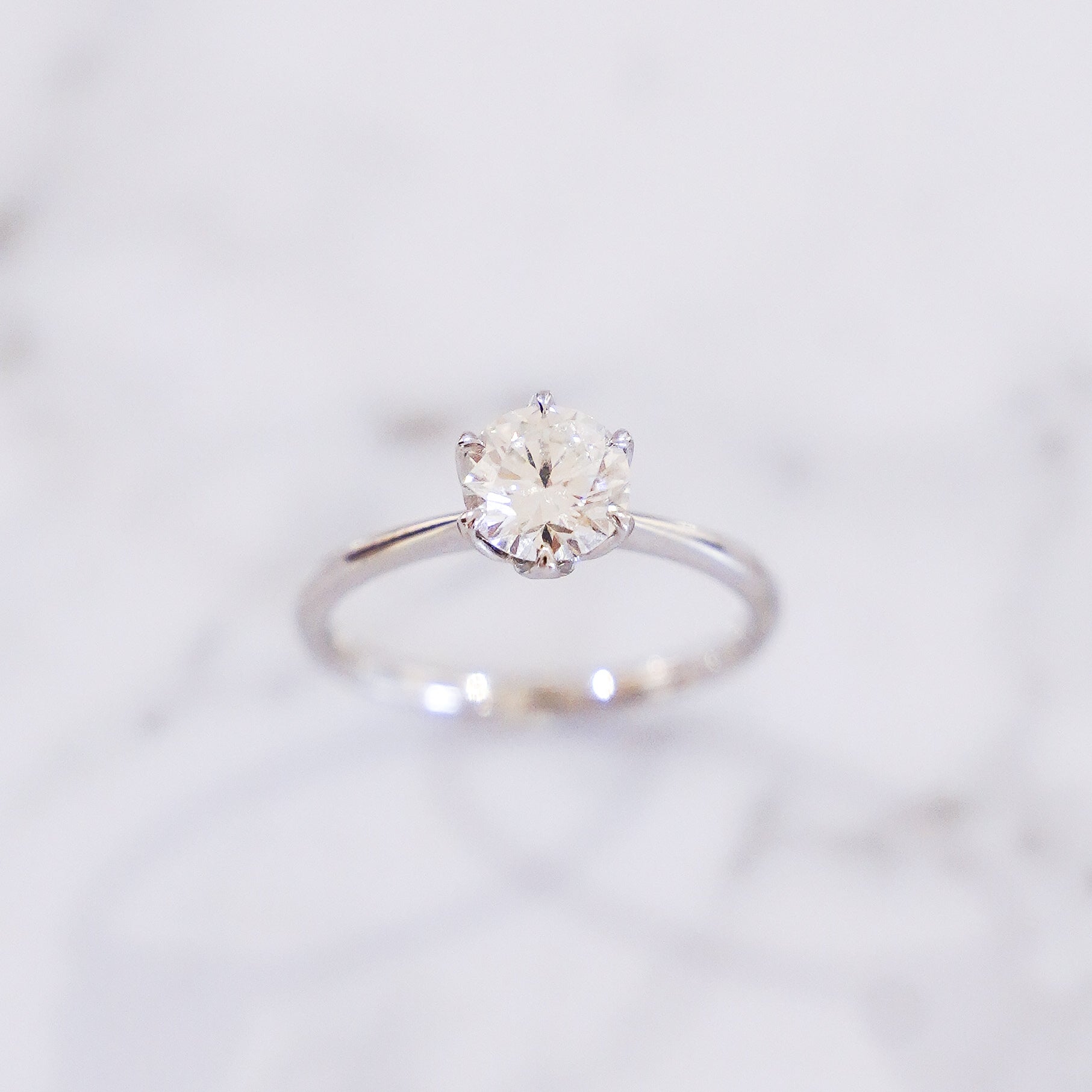 1 Carat Round Cut Tulip Dome Solitaire Ring in 14K White Gold