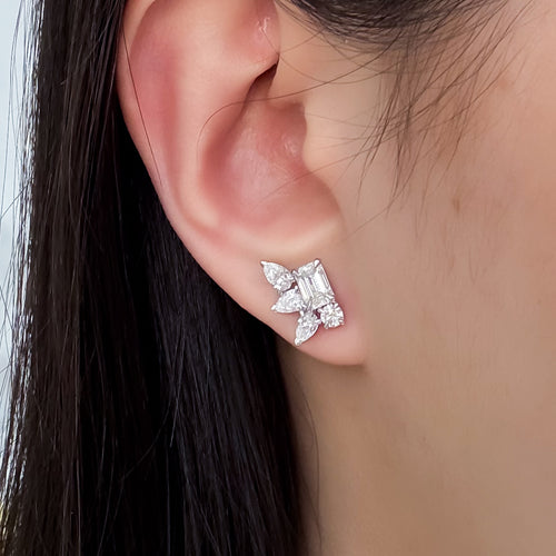 Celeste Cluster Diamond Stud Earrings