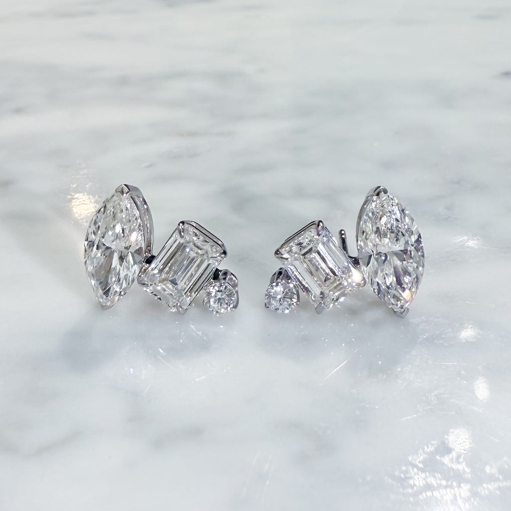 Elara Cluster Diamond Stud Earrings