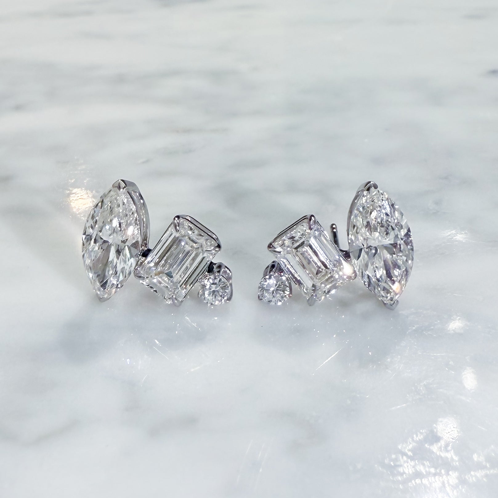 Elara Cluster Diamond Stud Earrings