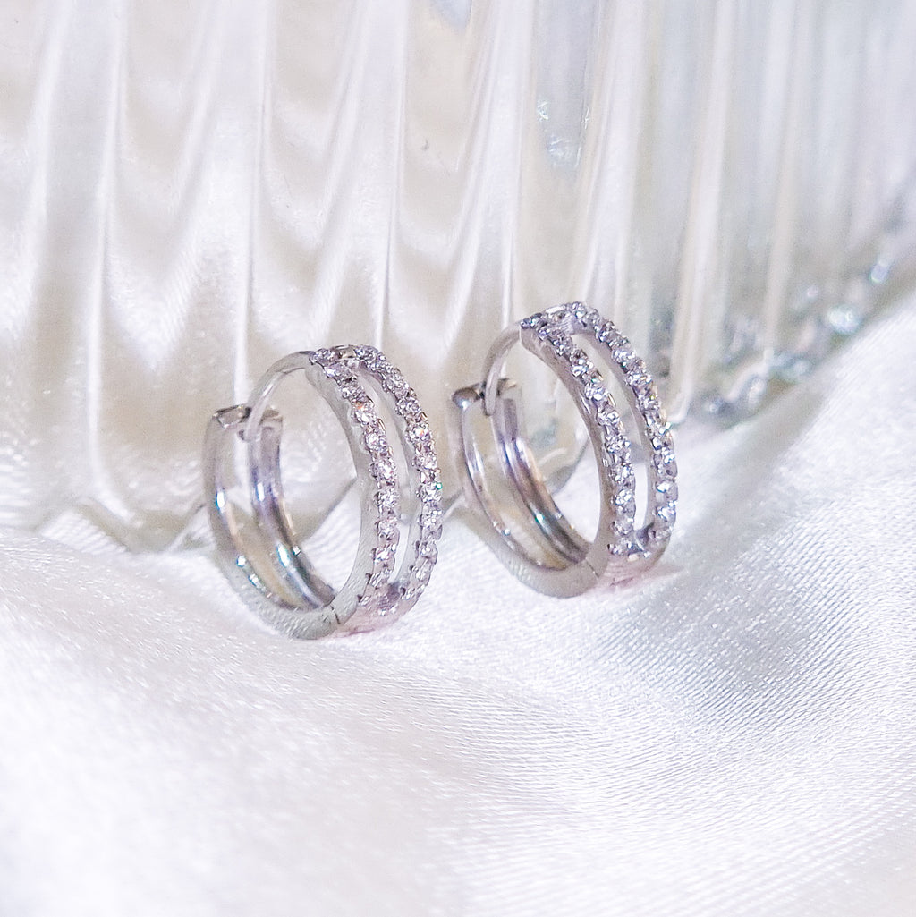 Nova Double Diamond Hoop Earrings
