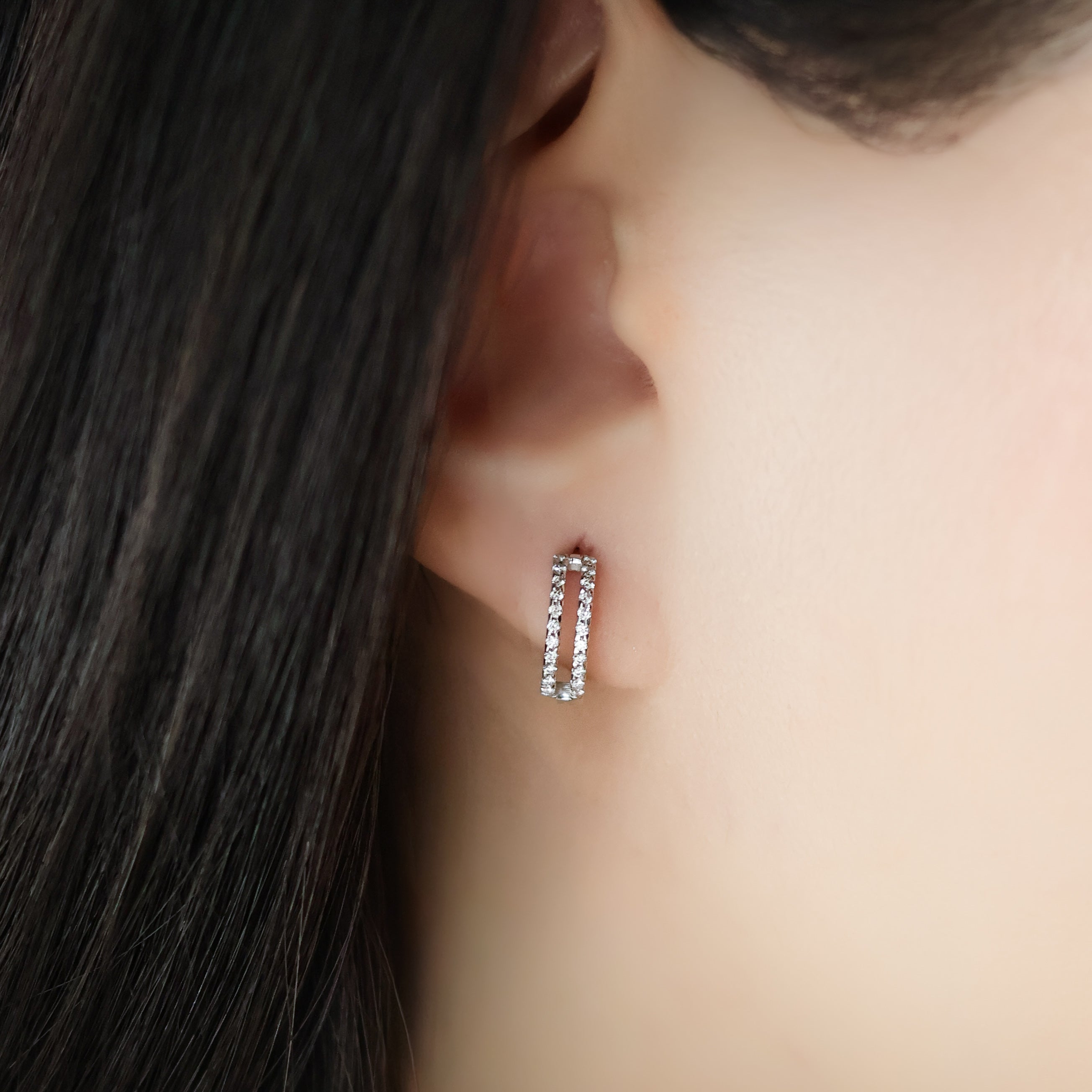 Nova Double Diamond Hoop Earrings