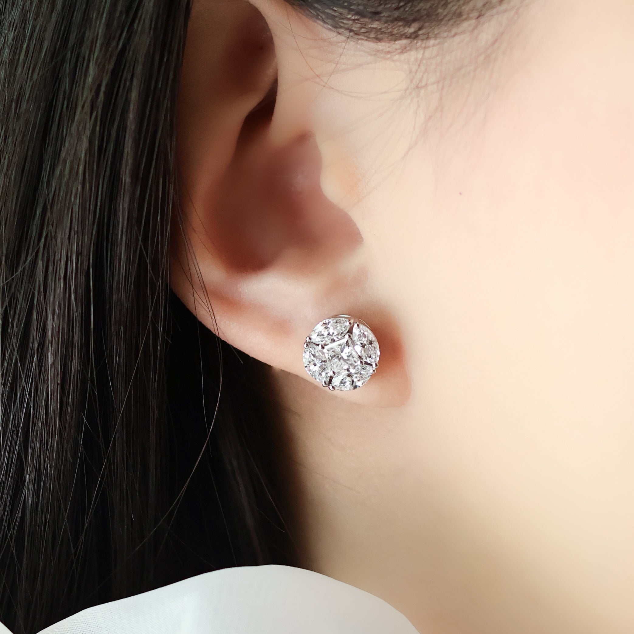 Lucent Classic Illusion-Set Diamond Stud Earrings