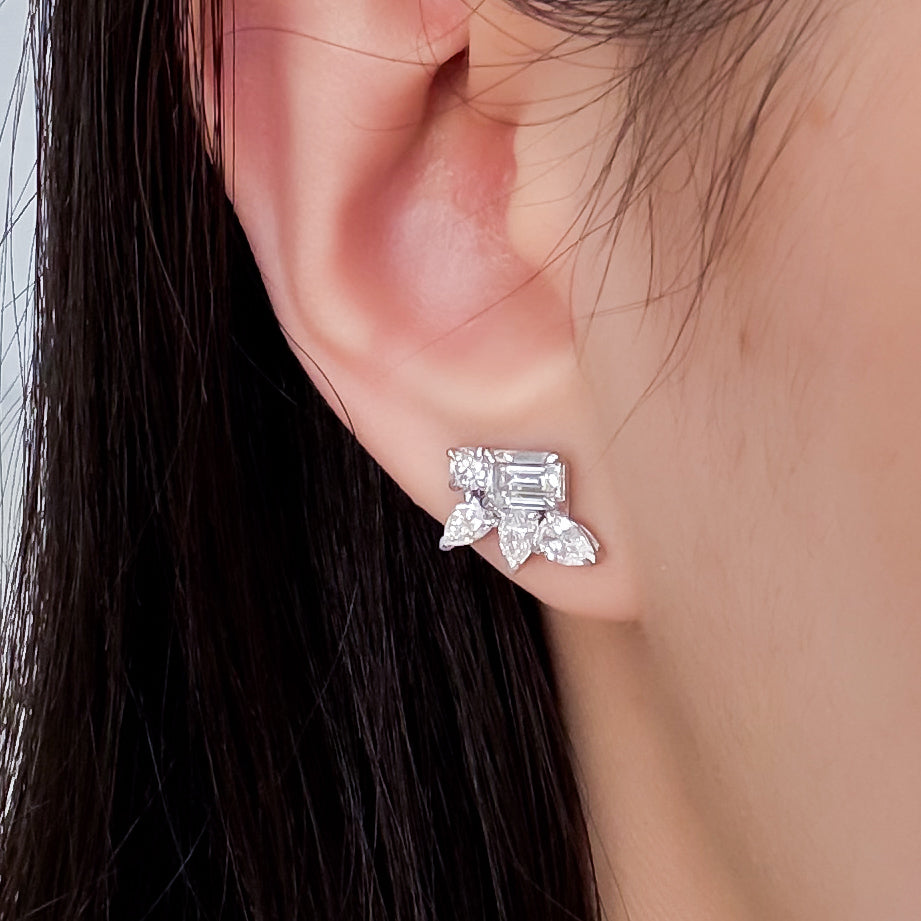 Celeste Cluster Diamond Stud Earrings